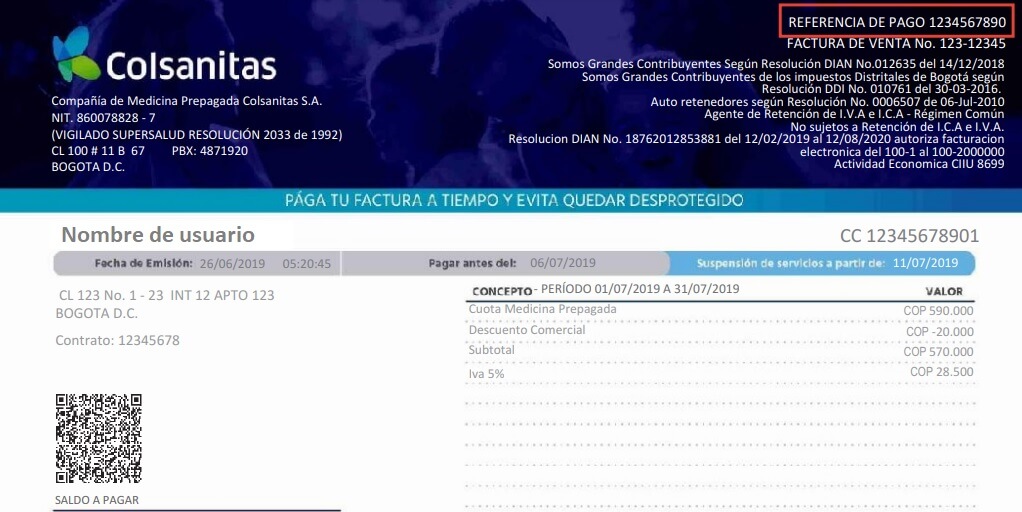 Cómo descargar factura de Colsanitas